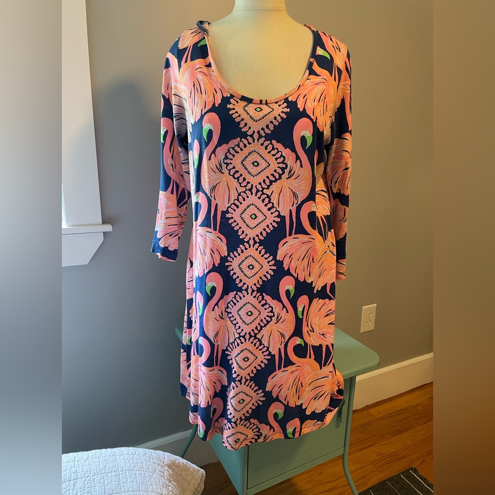 Lily Pulitzer Flamingo Print Swim Cover-Up Dress.
